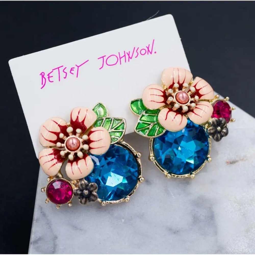Betsey Johnson Flower Stud Earrings